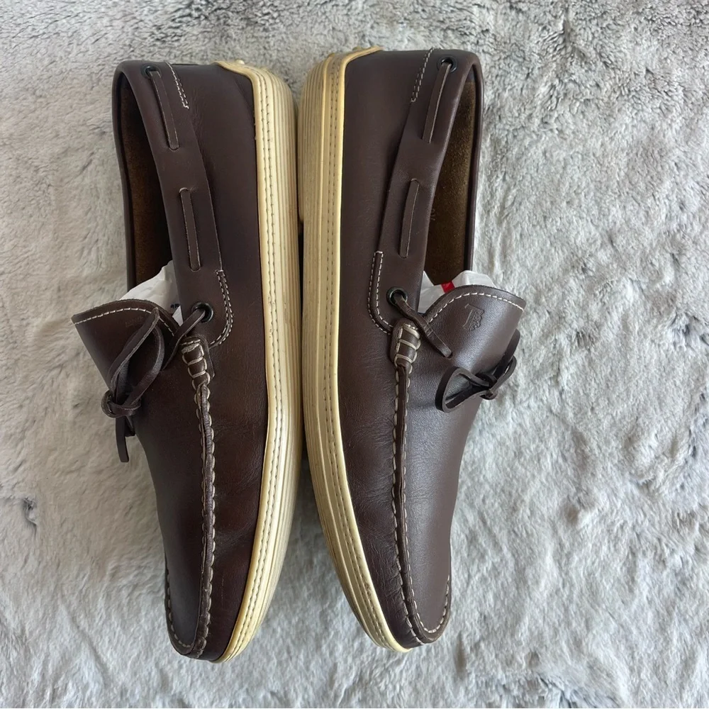 Tod's Dark Brown Leather Boat Shoes Men size 8.5